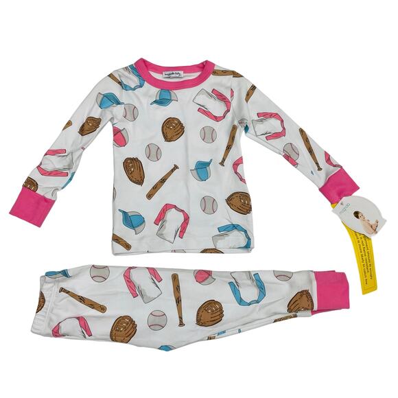 NWT Magnolia Baby 12/18M Baseball Season in Pink Pajamas - Picture 1 of 4